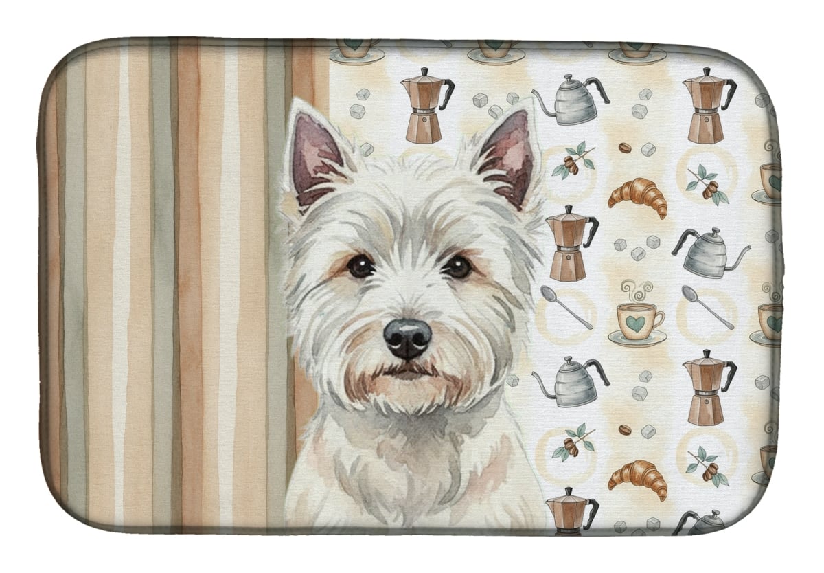 Picture of Carolines Treasures WDK7650DDM 21 x 14 in. Westie Coffee Bar Dish Drying Mat