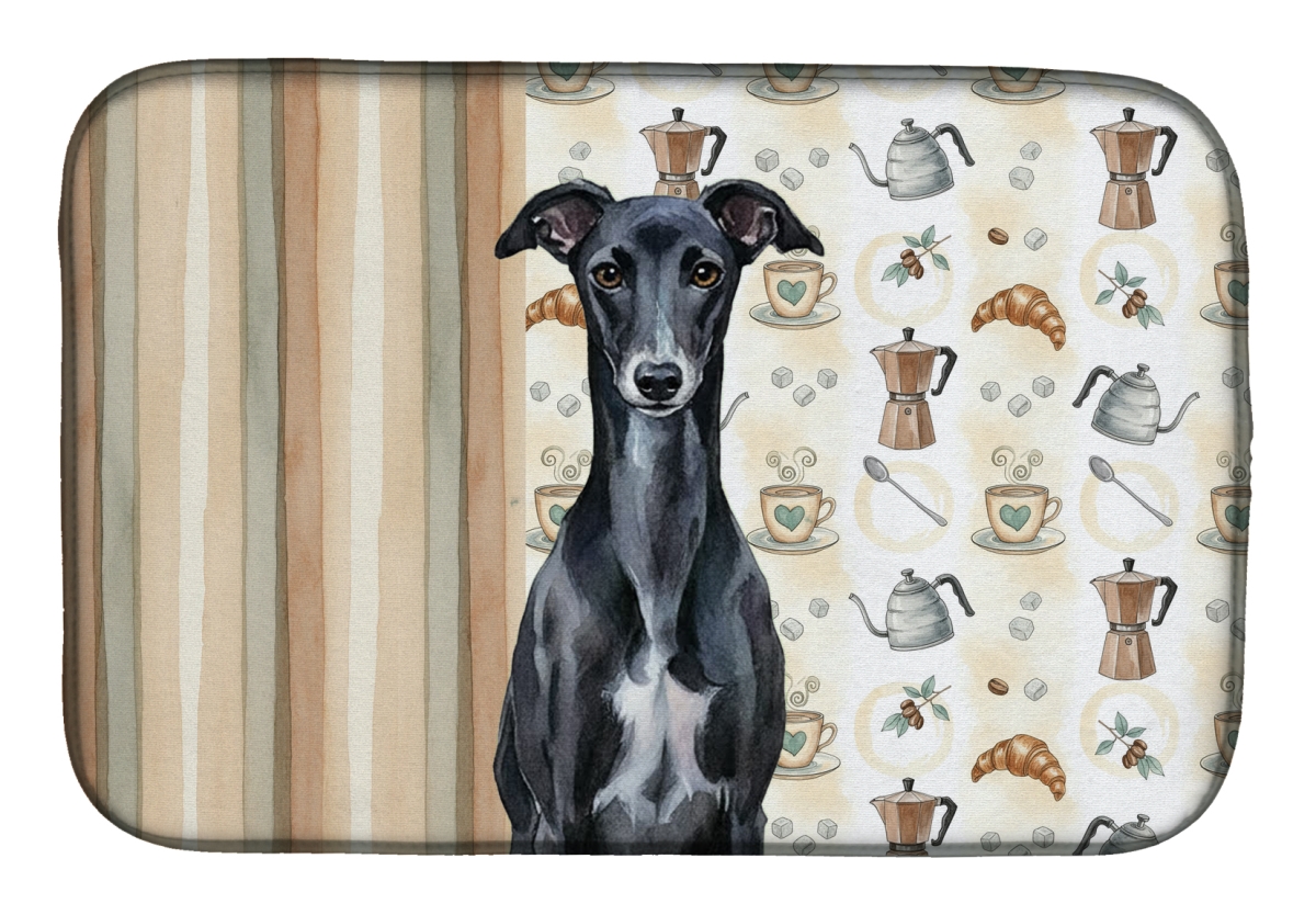 Picture of Carolines Treasures WDK7651DDM 21 x 14 in. Black Whippet Coffee Bar Dish Drying Mat