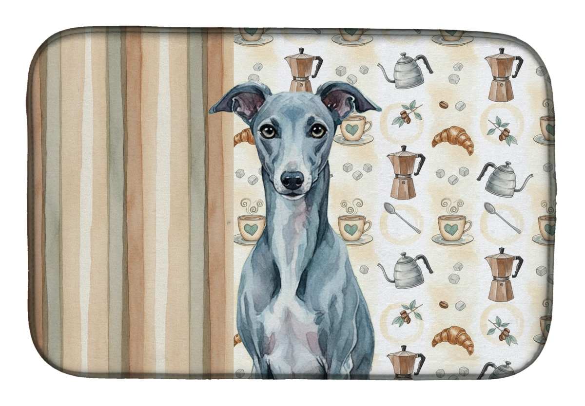 Picture of Carolines Treasures WDK7652DDM 21 x 14 in. Blue Whippet Coffee Bar Dish Drying Mat