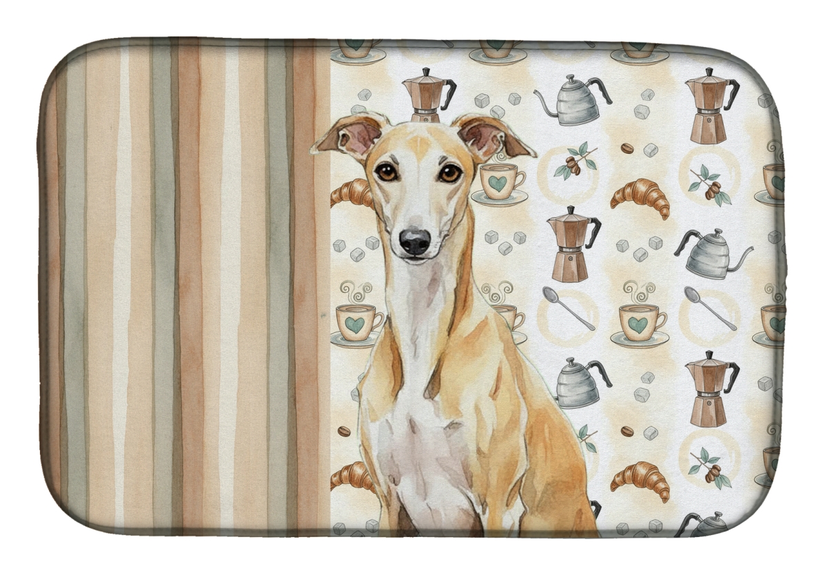 Picture of Carolines Treasures WDK7654DDM 21 x 14 in. Fawn Whippet Coffee Bar Dish Drying Mat