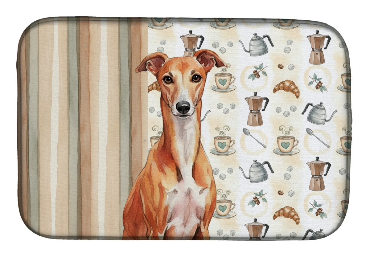 Picture of Carolines Treasures WDK7655DDM 21 x 14 in. Red Whippet Coffee Bar Dish Drying Mat