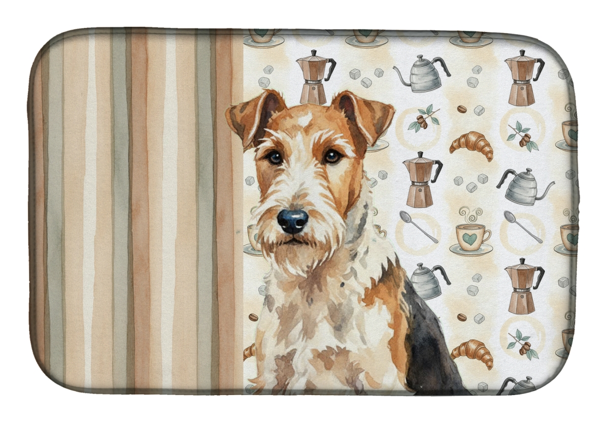 Picture of Carolines Treasures WDK7657DDM 21 x 14 in. Wire Fox Terrier Coffee Bar Dish Drying Mat