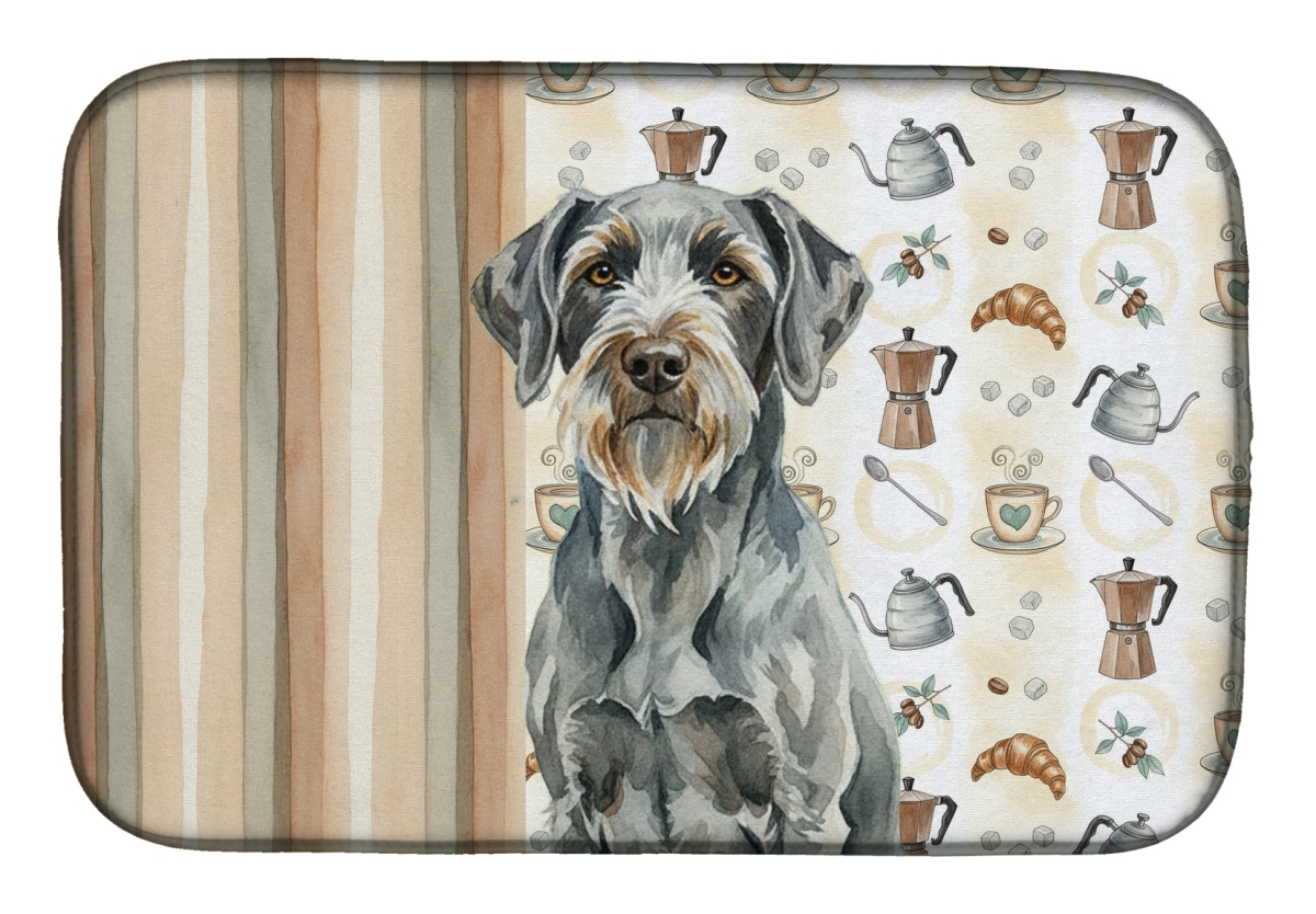 Picture of Carolines Treasures WDK7660DDM 21 x 14 in. Steel Gray Wirehaired Pointing Griffon Coffee Bar Dish Drying Mat