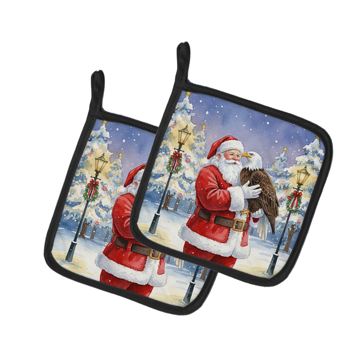 FNT1186PTHD 7.5 x 7.5 in. Eagle with Santa Claus Pot Holders, Pack of 2