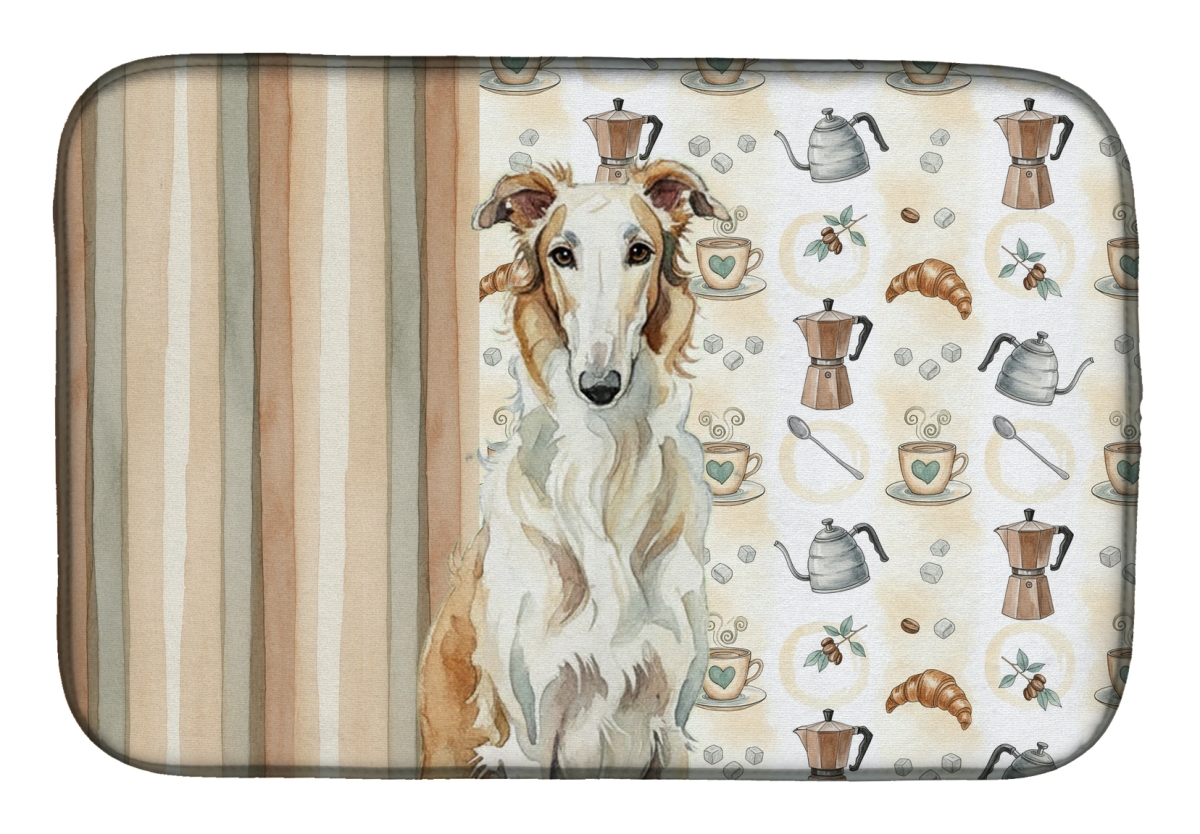 Picture of Carolines Treasures WDK7330DDM 21 x 14 in. Borzoi Coffee Bar Dish Drying Mat