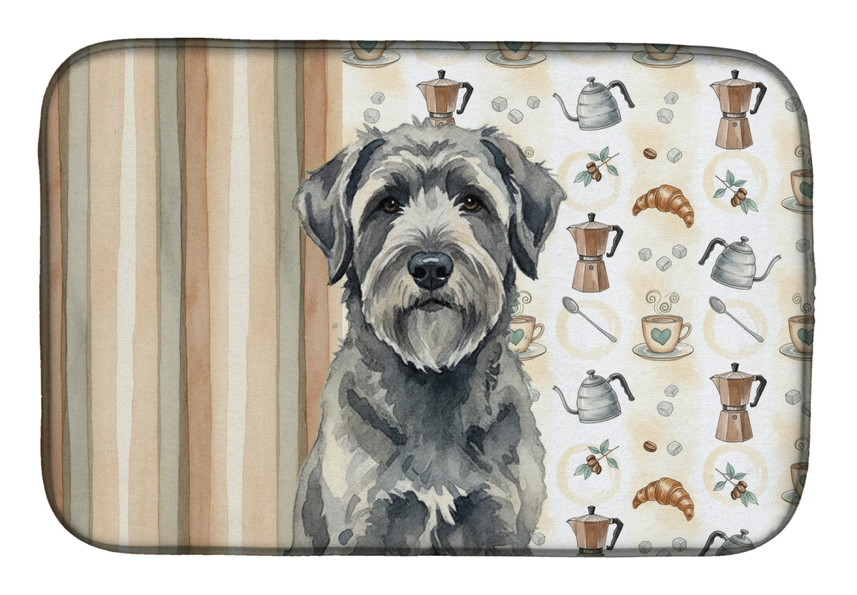Picture of Carolines Treasures WDK7335DDM 21 x 14 in. Gray Bouvier Des Flandres Coffee Bar Dish Drying Mat