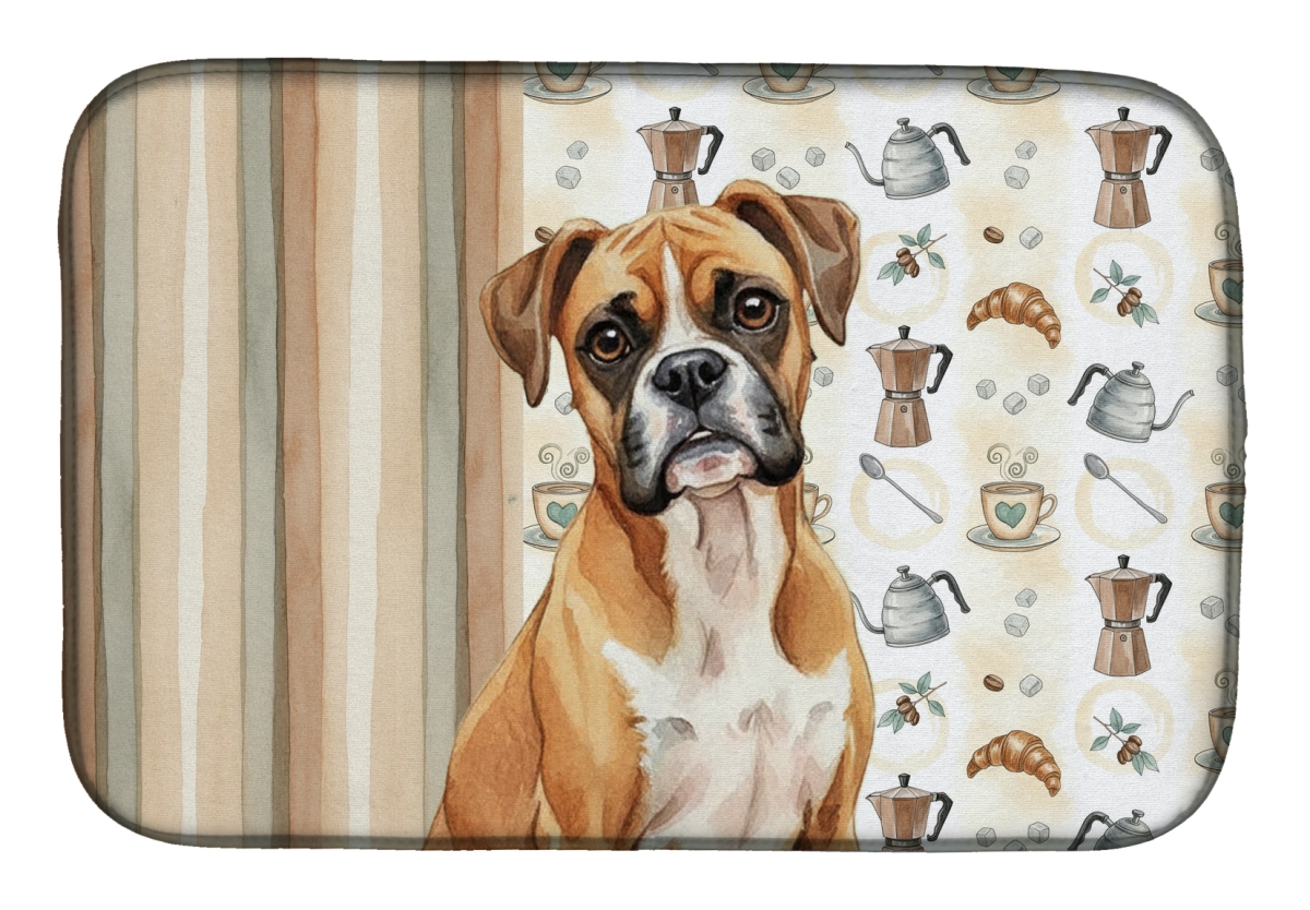 Picture of Carolines Treasures WDK7336DDM 21 x 14 in. Boxer Coffee Bar Dish Drying Mat