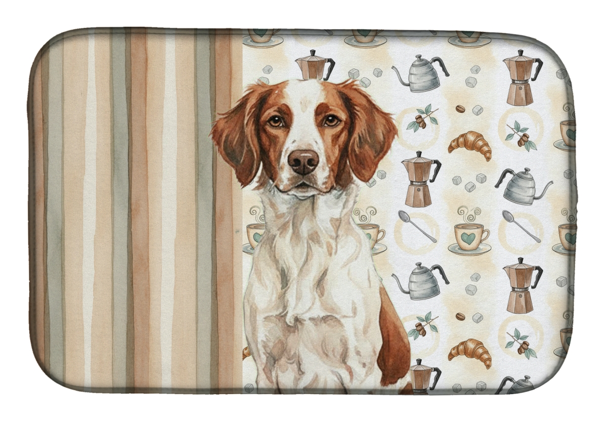 Picture of Carolines Treasures WDK7343DDM 21 x 14 in. Liver & White Brittany Coffee Bar Dish Drying Mat
