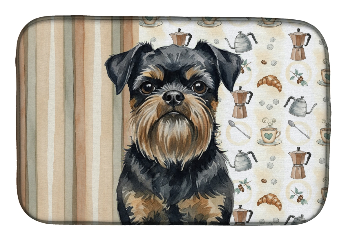 Picture of Carolines Treasures WDK7347DDM 21 x 14 in. Black & Tan Brussels Griffon Coffee Bar Dish Drying Mat