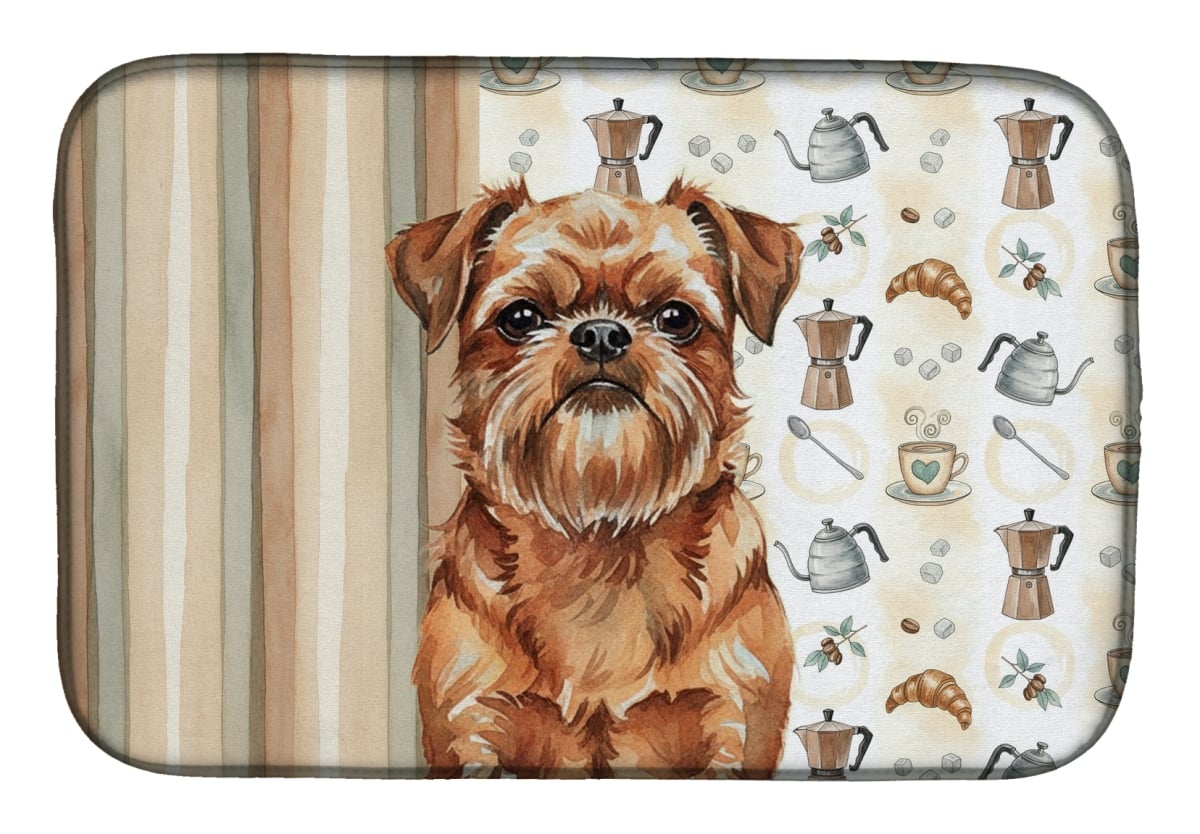 Picture of Carolines Treasures WDK7348DDM 21 x 14 in. Red Brussels Griffon Coffee Bar Dish Drying Mat