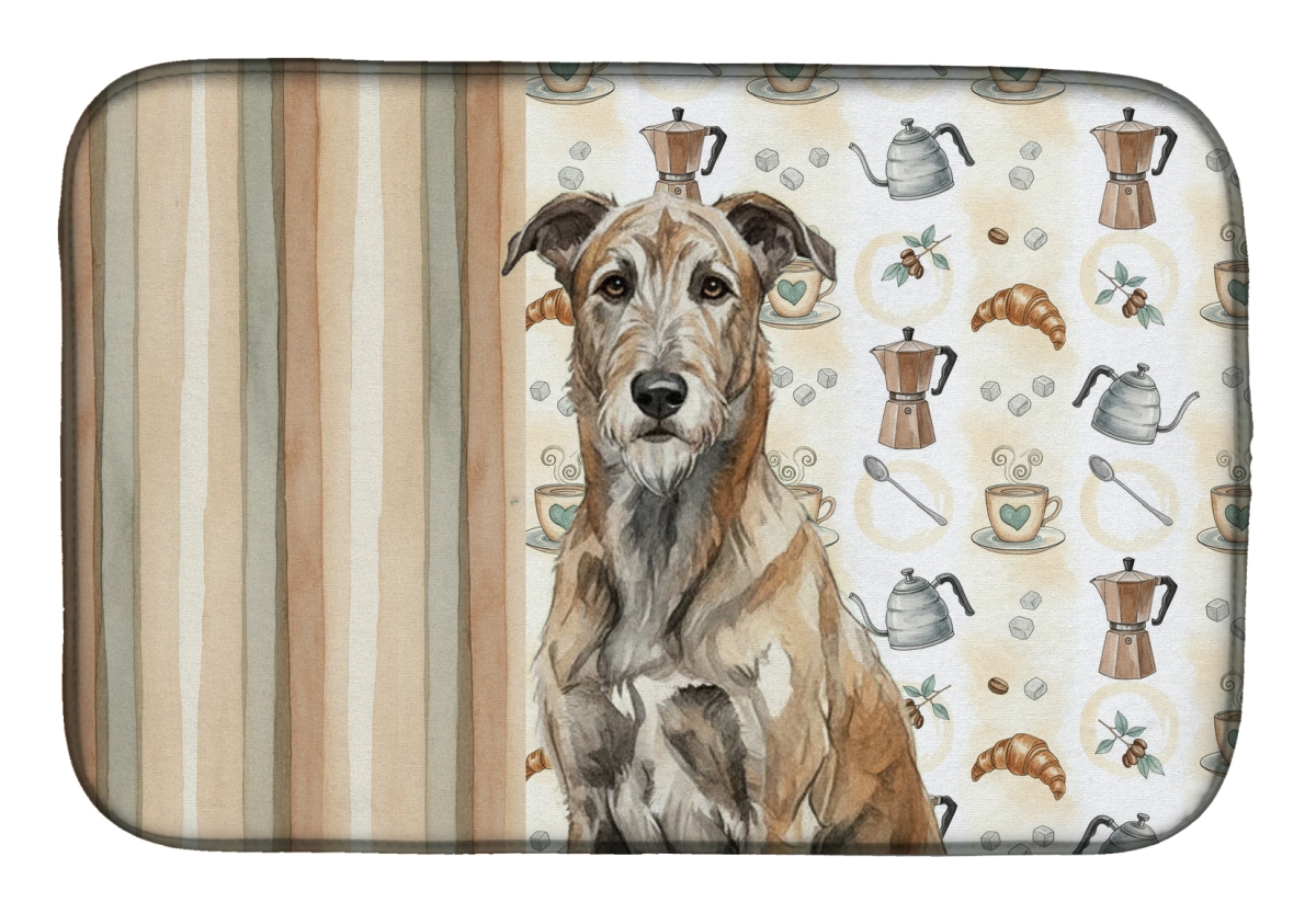 Picture of Carolines Treasures WDK7474DDM 21 x 14 in. Brindle Irish Wolfhound Coffee Bar Dish Drying Mat