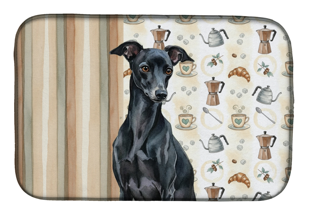 Picture of Carolines Treasures WDK7477DDM 21 x 14 in. Black Italian Greyhound Coffee Bar Dish Drying Mat