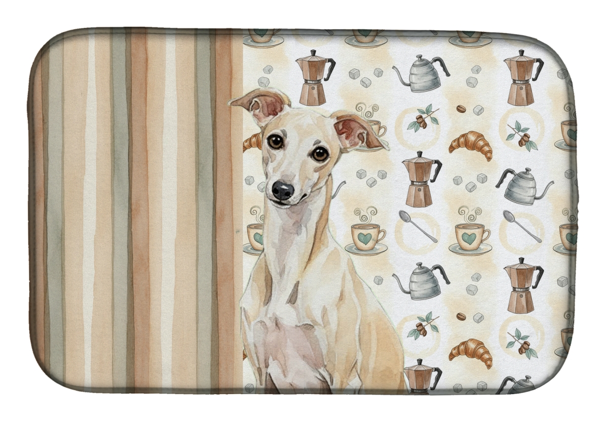 Picture of Carolines Treasures WDK7479DDM 21 x 14 in. Cream Italian Greyhound Coffee Bar Dish Drying Mat