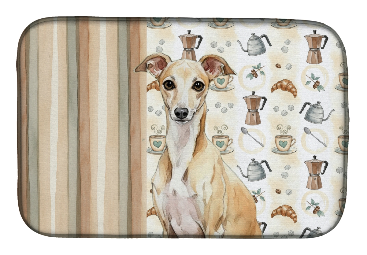 Picture of Carolines Treasures WDK7480DDM 21 x 14 in. Fawn Italian Greyhound Coffee Bar Dish Drying Mat