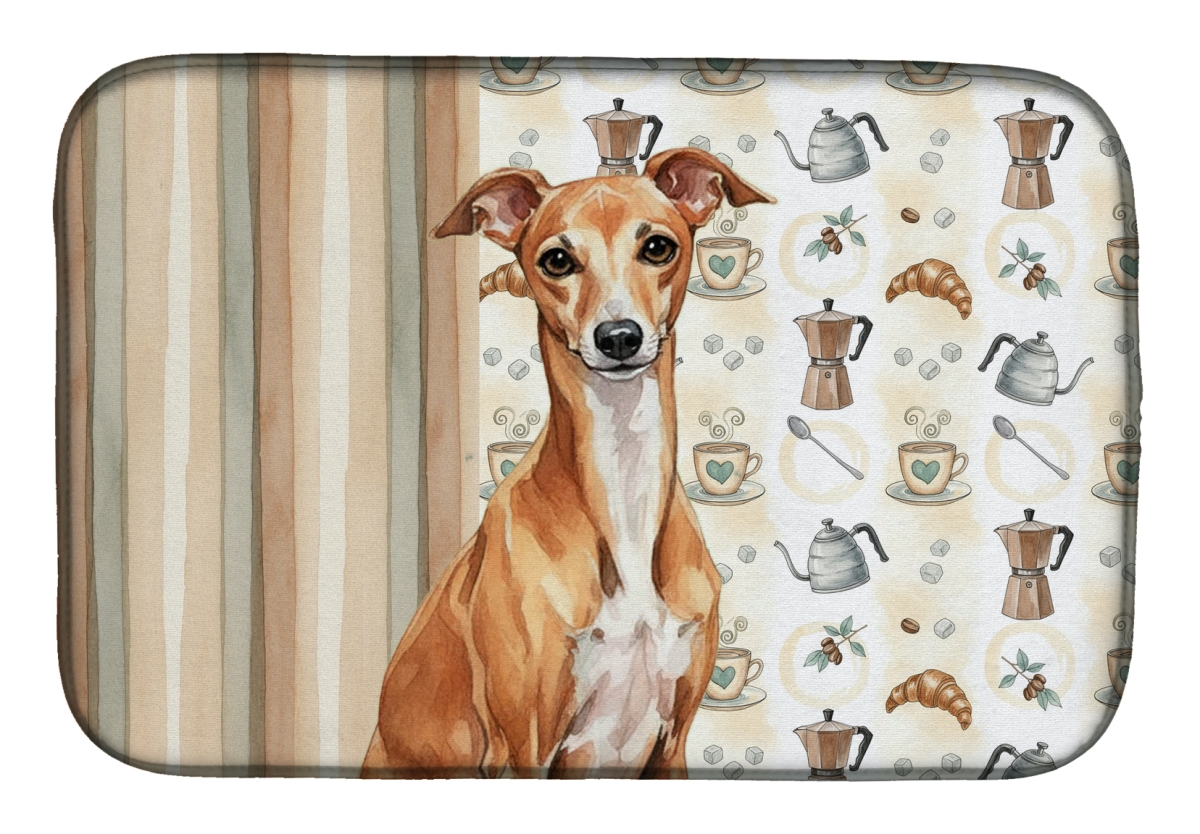 Picture of Carolines Treasures WDK7481DDM 21 x 14 in. Red Italian Greyhound Coffee Bar Dish Drying Mat