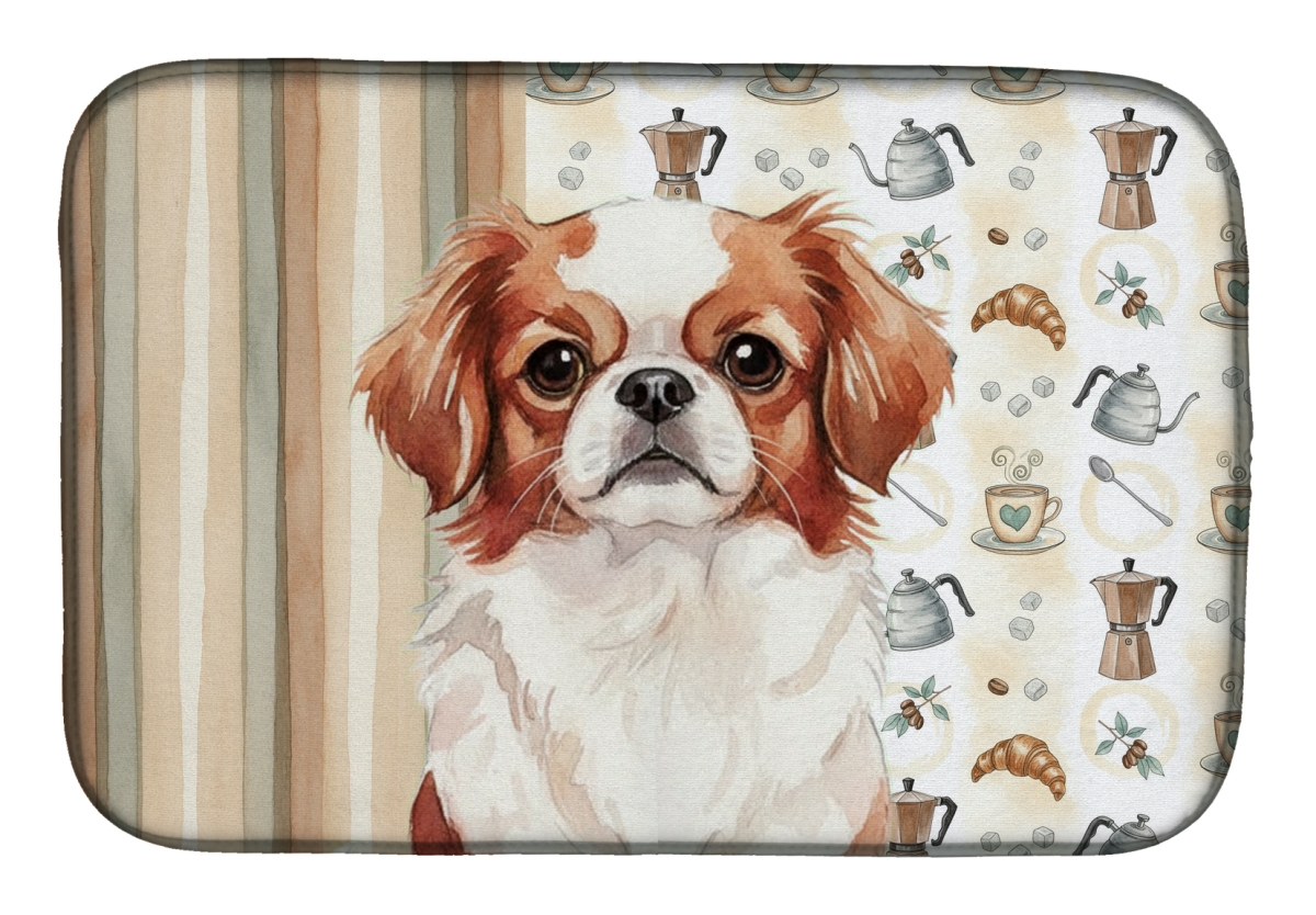 Picture of Carolines Treasures WDK7486DDM 21 x 14 in. Red & White Japanese Chin Coffee Bar Dish Drying Mat