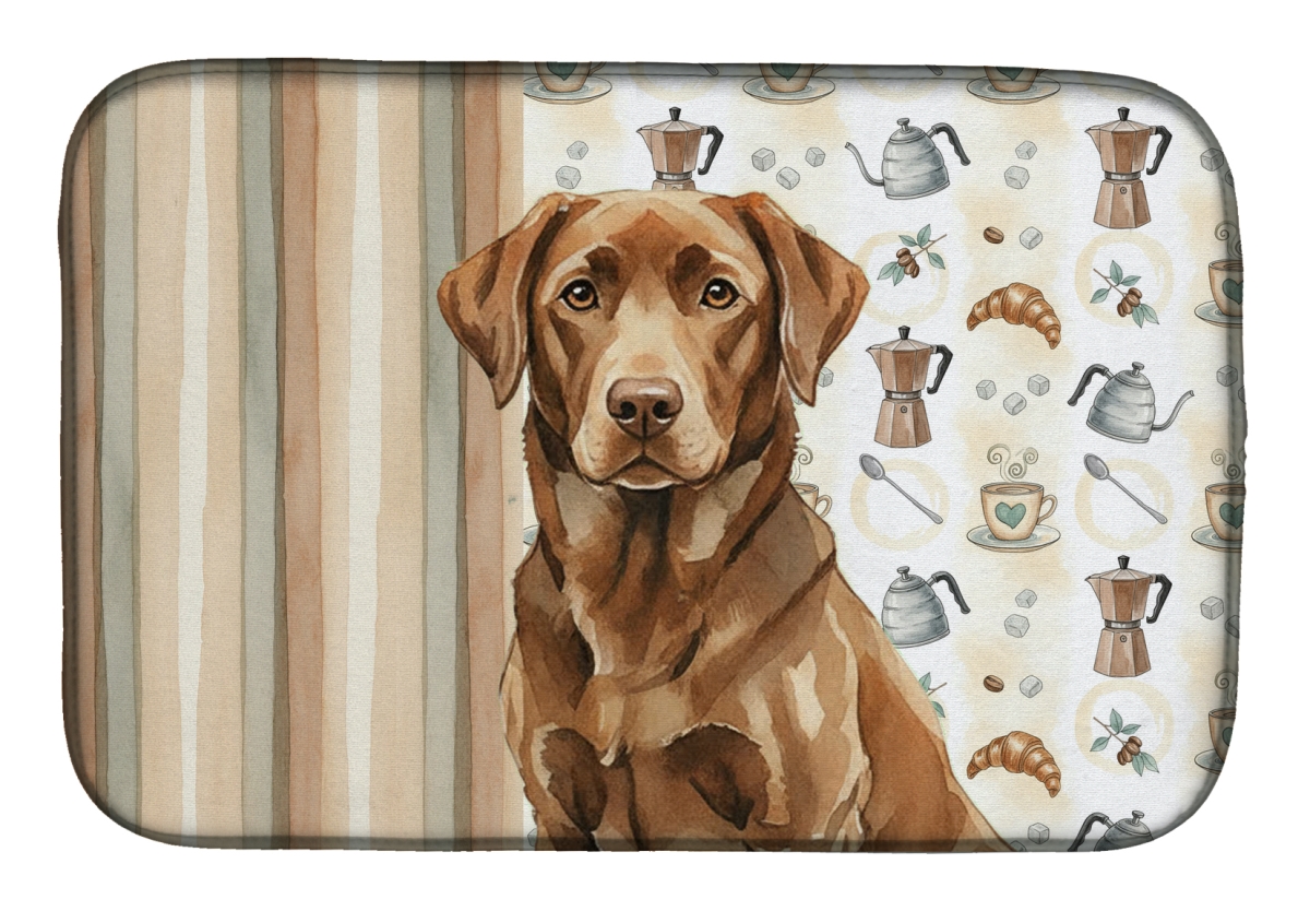 Picture of Carolines Treasures WDK7493DDM 21 x 14 in. Chocolate Labrador Retriever Coffee Bar Dish Drying Mat