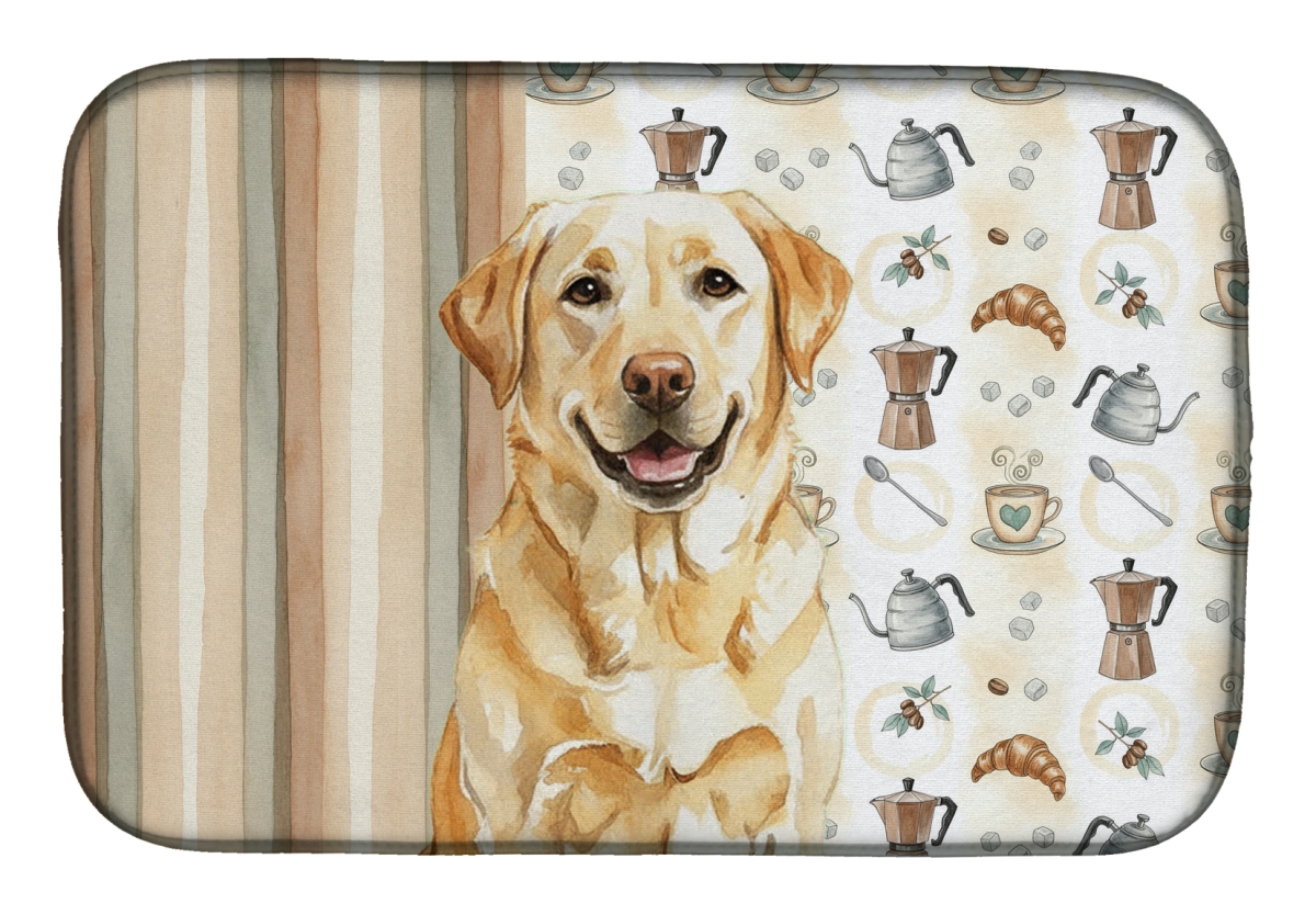 Picture of Carolines Treasures WDK7494DDM 21 x 14 in. Yellow Labrador Retriever Coffee Bar Dish Drying Mat