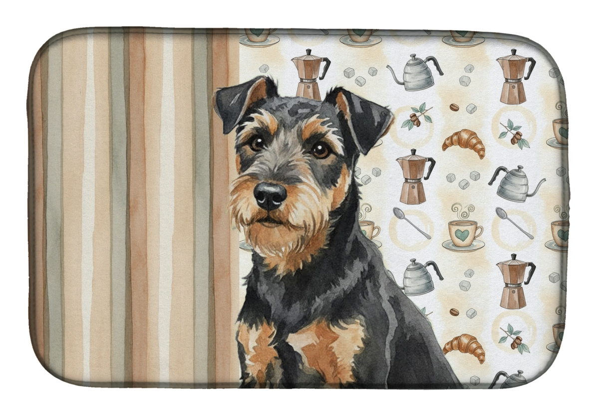 Picture of Carolines Treasures WDK7496DDM 21 x 14 in. Black & Tan Lakeland Terrier Coffee Bar Dish Drying Mat