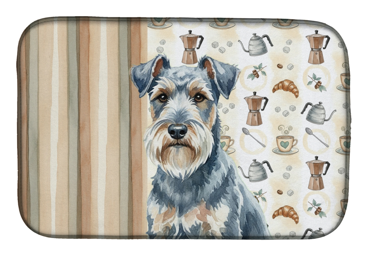 Picture of Carolines Treasures WDK7497DDM 21 x 14 in. Blue Lakeland Terrier Coffee Bar Dish Drying Mat