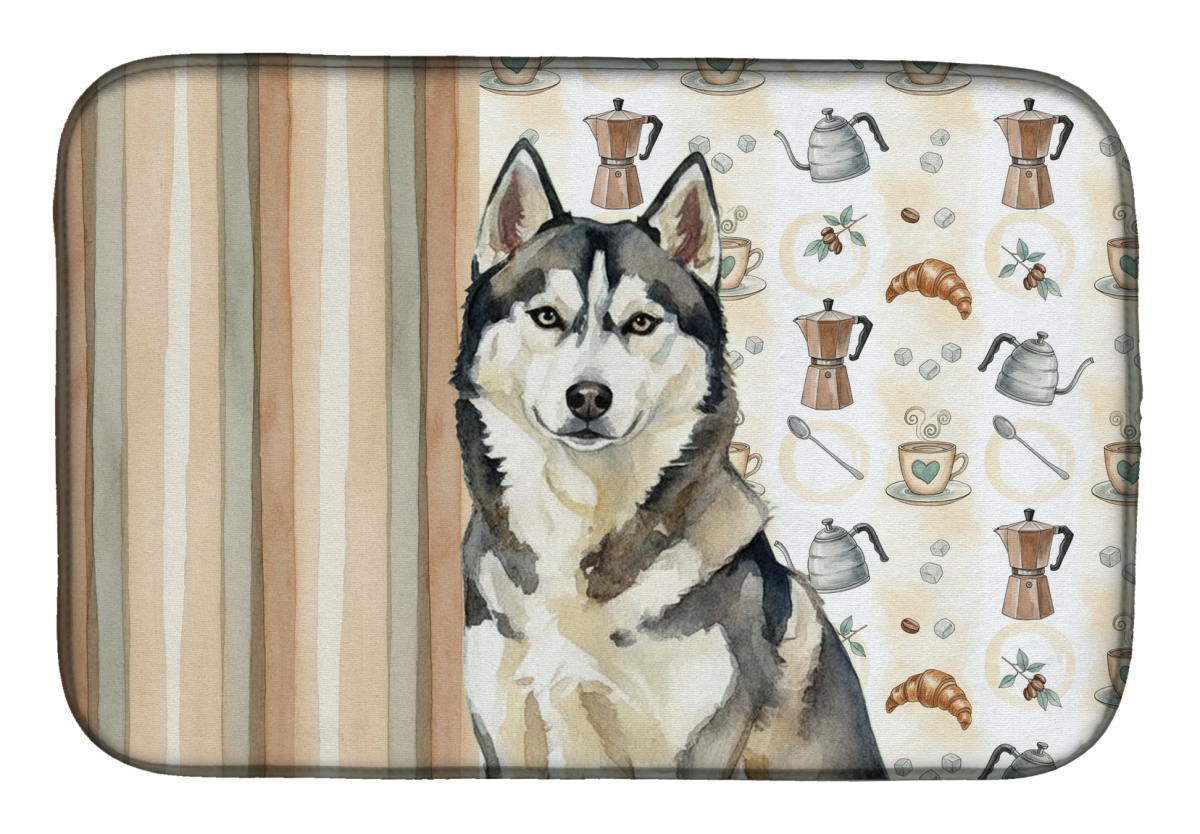 Picture of Carolines Treasures WDK7620DDM 21 x 14 in. Agouti Siberian Husky Coffee Bar Dish Drying Mat