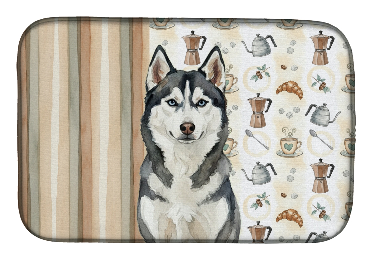 Picture of Carolines Treasures WDK7621DDM 21 x 14 in. Siberian Husky Coffee Bar Dish Drying Mat