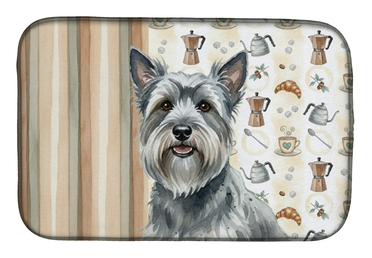 Picture of Carolines Treasures WDK7624DDM 21 x 14 in. Gray Skye Terrier Coffee Bar Dish Drying Mat