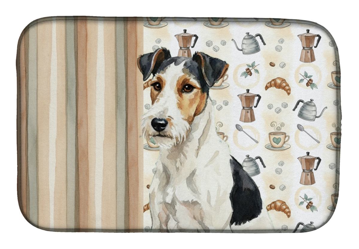 Picture of Carolines Treasures WDK7625DDM 21 x 14 in. Smooth Fox Terrier Coffee Bar Dish Drying Mat