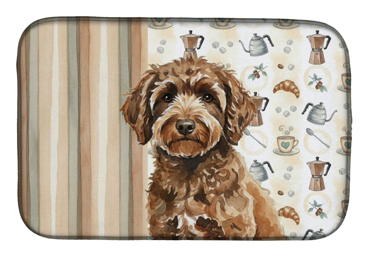 Picture of Carolines Treasures WDK7626DDM 21 x 14 in. Spanish Water Dog Coffee Bar Dish Drying Mat