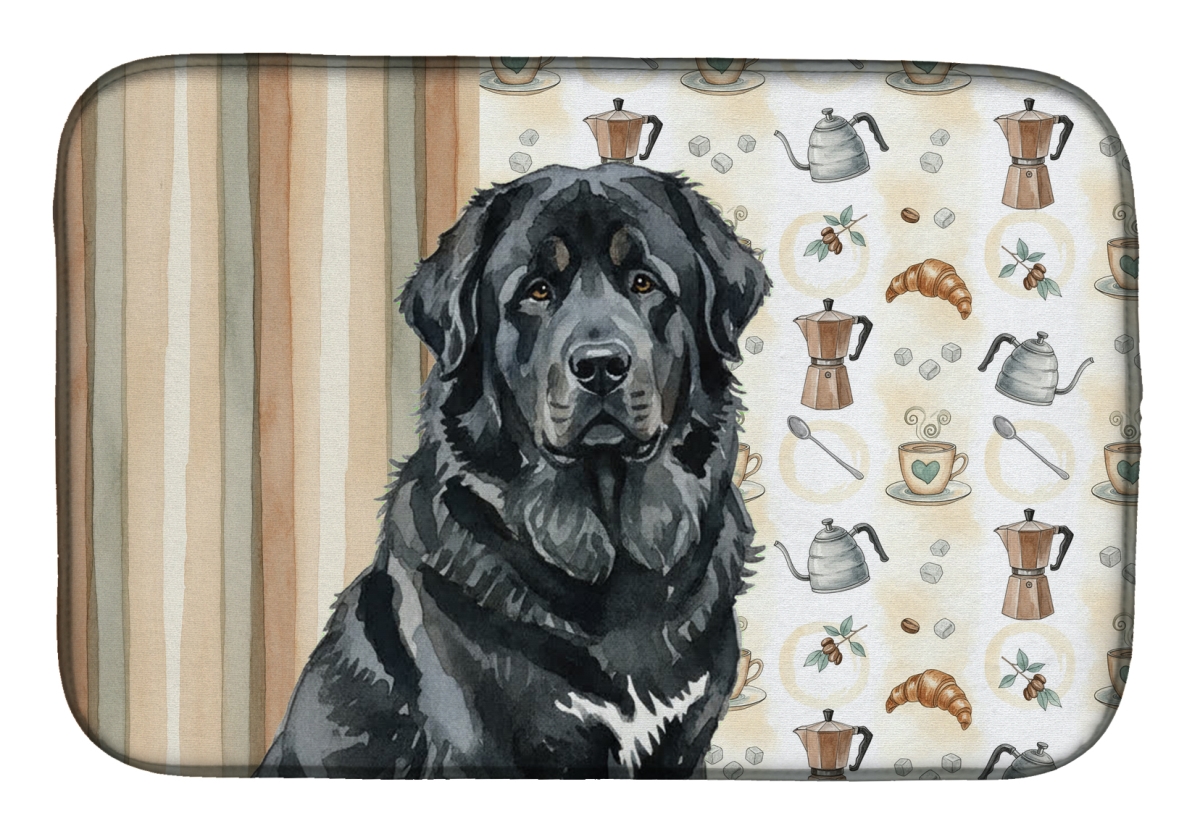 Picture of Carolines Treasures WDK7635DDM 21 x 14 in. Black Tibetan Mastiff Coffee Bar Dish Drying Mat