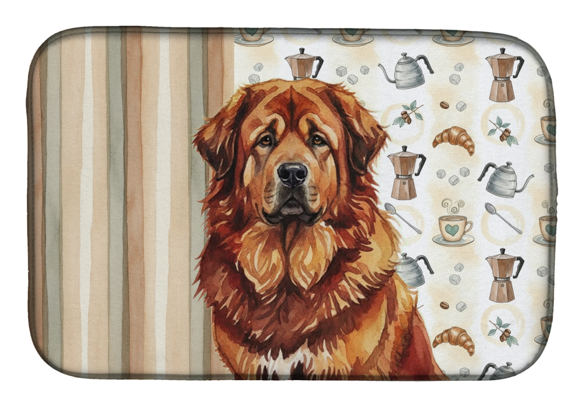 Picture of Carolines Treasures WDK7636DDM 21 x 14 in. Red Gold Tibetan Mastiff Coffee Bar Dish Drying Mat