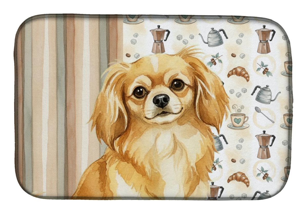 Picture of Carolines Treasures WDK7640DDM 21 x 14 in. Gold Tibetan Spaniel Coffee Bar Dish Drying Mat
