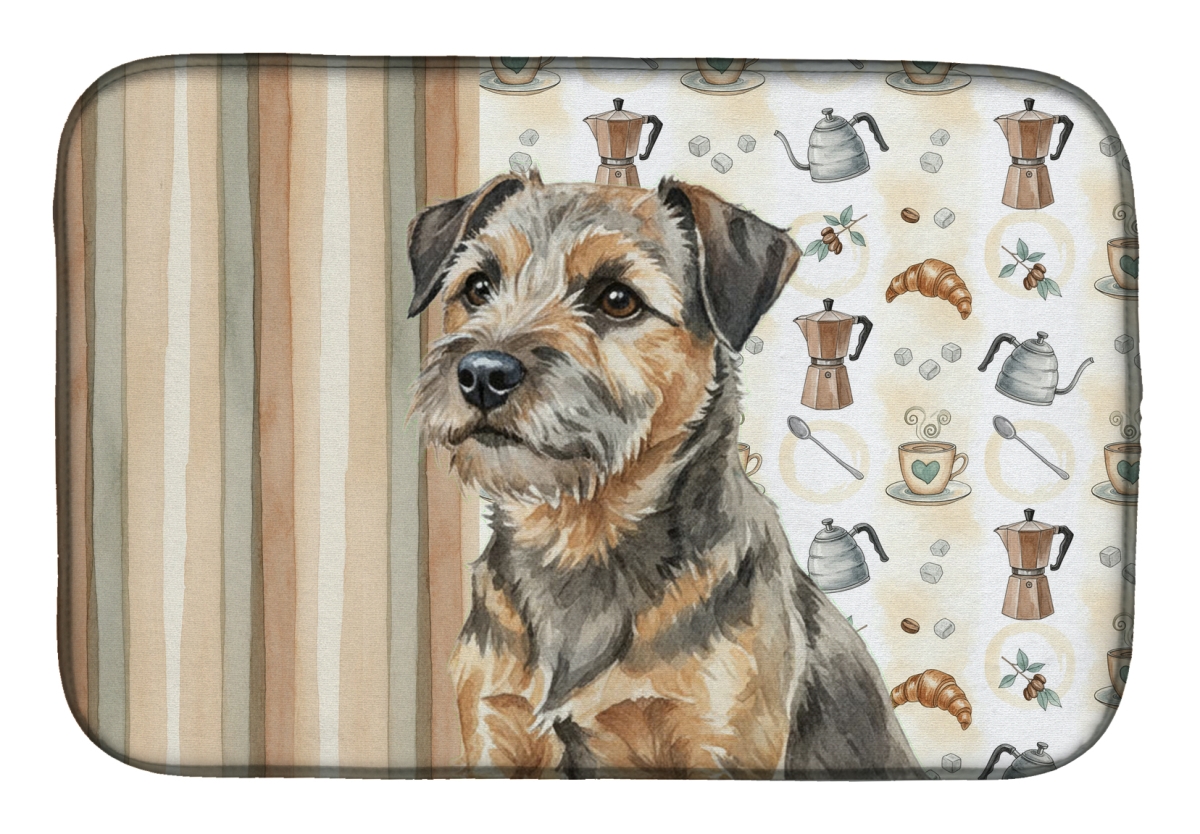 Picture of Carolines Treasures WDK7326DDM 21 x 14 in. Grizzle & Tan Border Terrier Coffee Bar Dish Drying Mat