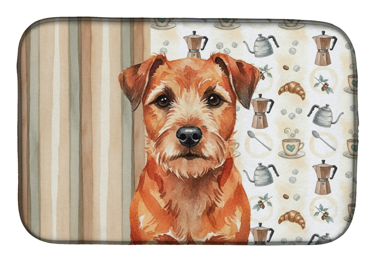 Picture of Carolines Treasures WDK7327DDM 21 x 14 in. Red Border Terrier Coffee Bar Dish Drying Mat