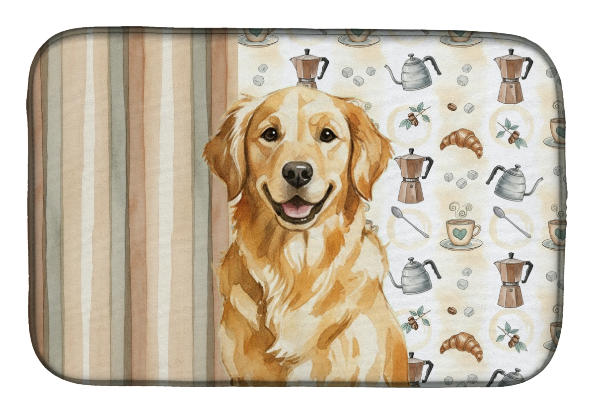 Picture of Carolines Treasures WDK7451DDM 21 x 14 in. Golden Retriever Coffee Bar Dish Drying Mat