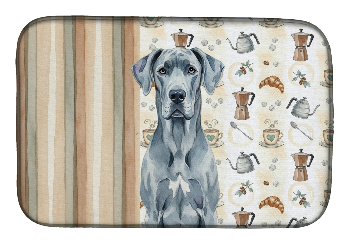 Picture of Carolines Treasures WDK7454DDM 21 x 14 in. Blue Great Dane Coffee Bar Dish Drying Mat