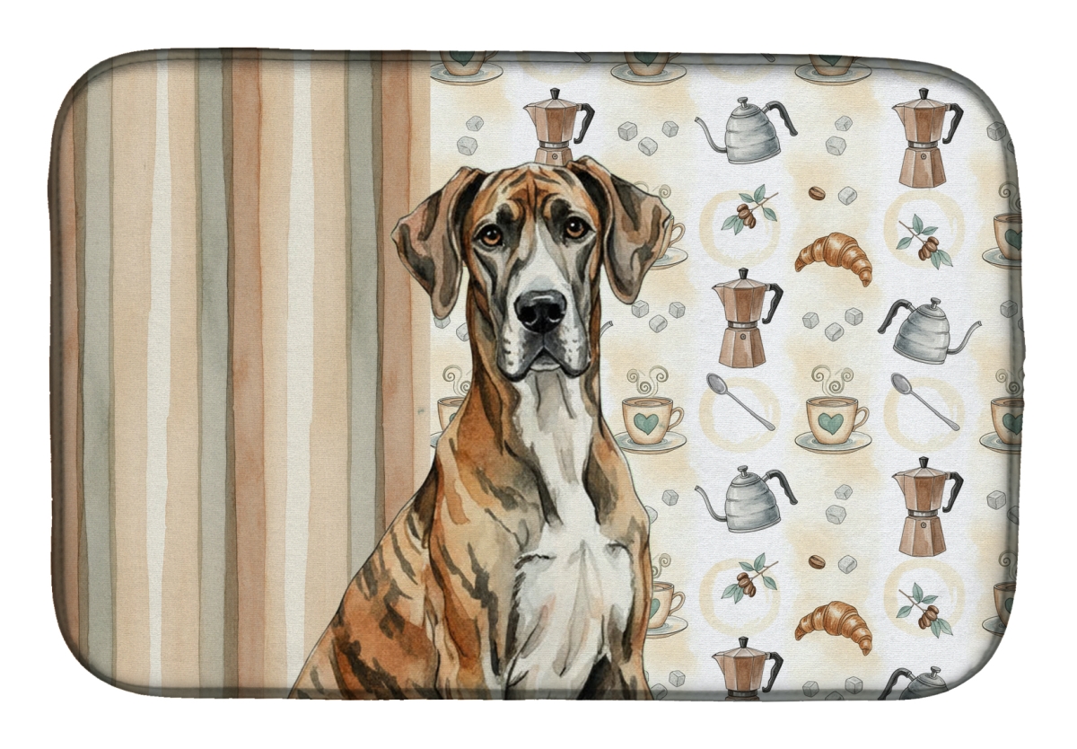 Picture of Carolines Treasures WDK7455DDM 21 x 14 in. Brindle Great Dane Coffee Bar Dish Drying Mat