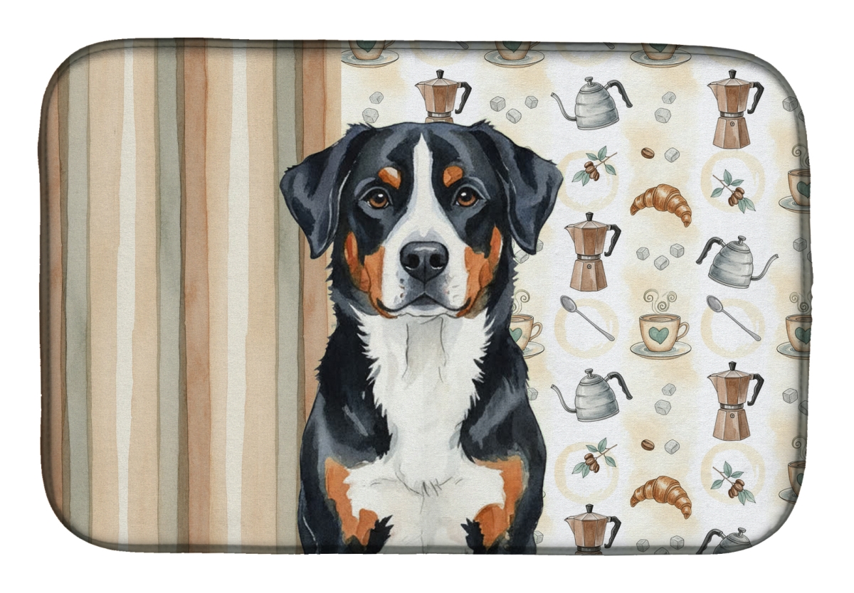 Picture of Carolines Treasures WDK7459DDM 21 x 14 in. Greater Swiss Mountain Dog Coffee Bar Dish Drying Mat
