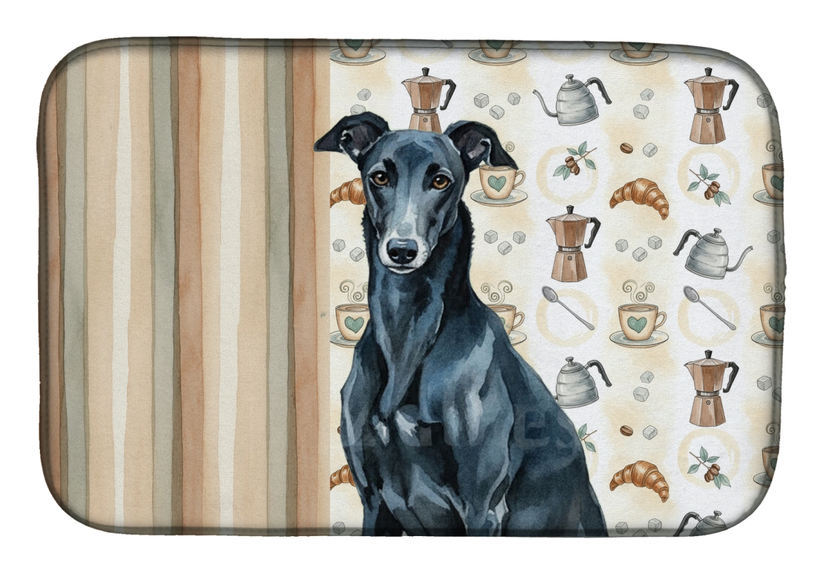 Picture of Carolines Treasures WDK7461DDM 21 x 14 in. Black Greyhound Coffee Bar Dish Drying Mat