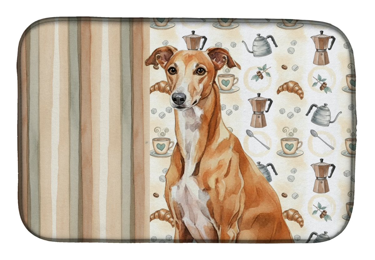 Picture of Carolines Treasures WDK7465DDM 21 x 14 in. Red Greyhound Coffee Bar Dish Drying Mat