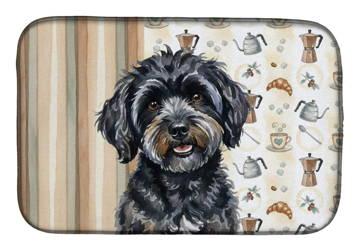 Picture of Carolines Treasures WDK7467DDM 21 x 14 in. Black Havanese Coffee Bar Dish Drying Mat
