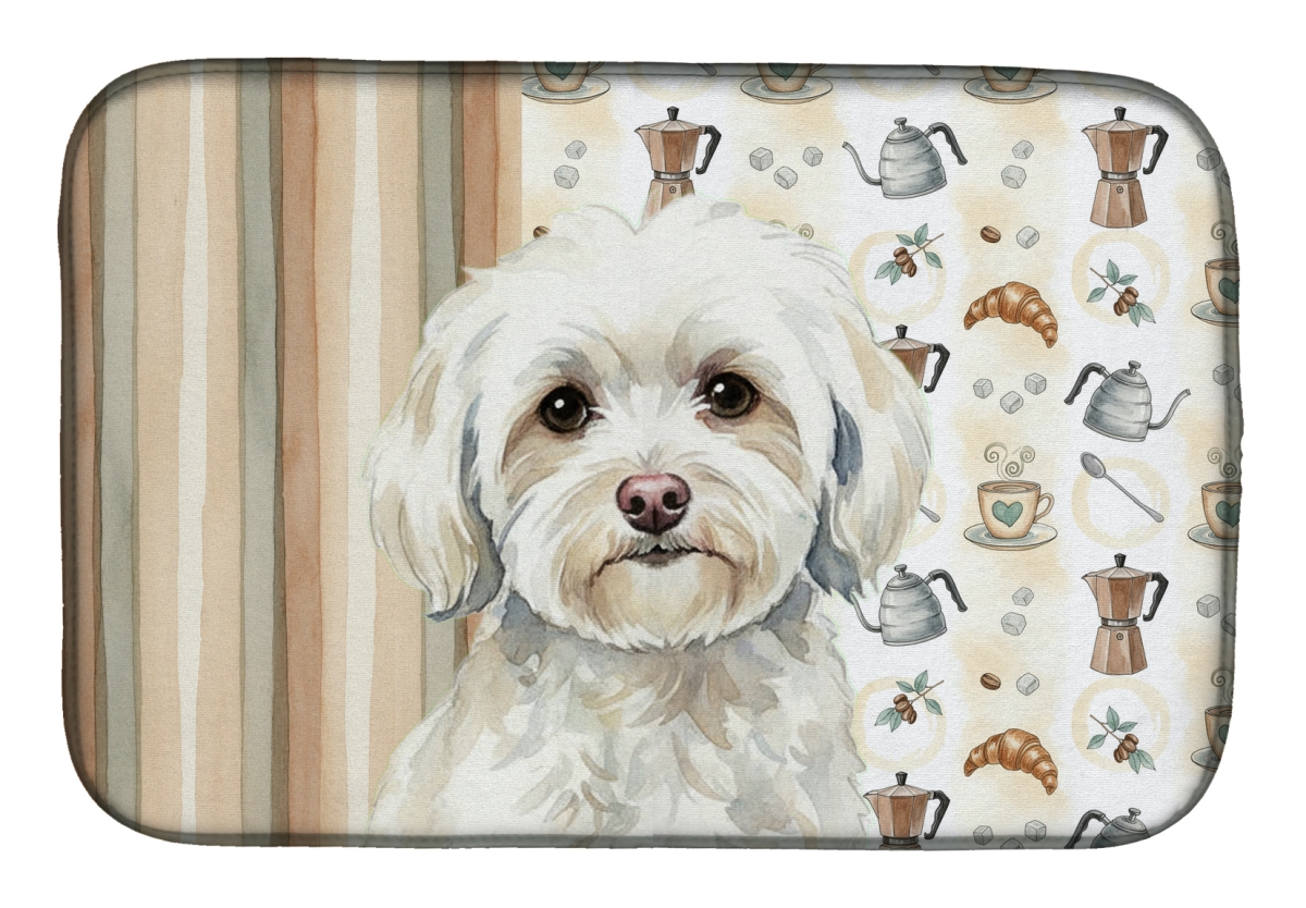 Picture of Carolines Treasures WDK7470DDM 21 x 14 in. White Havanese Coffee Bar Dish Drying Mat