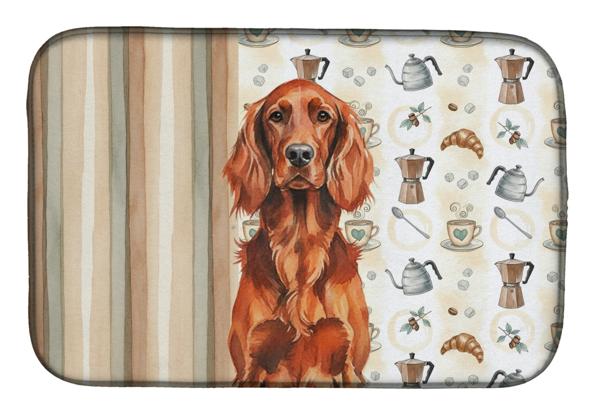 Picture of Carolines Treasures WDK7472DDM 21 x 14 in. Irish Setter Coffee Bar Dish Drying Mat