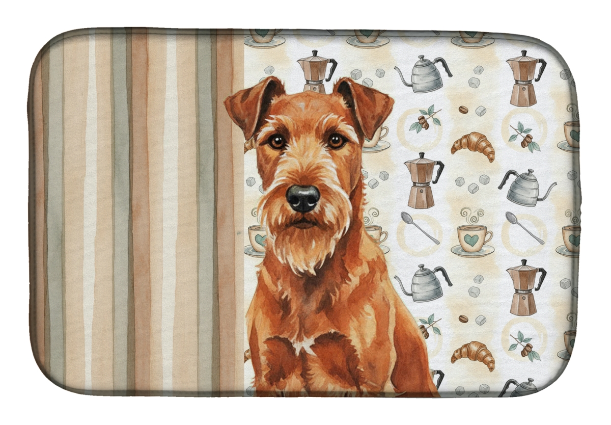 Picture of Carolines Treasures WDK7473DDM 21 x 14 in. Irish Terrier Coffee Bar Dish Drying Mat
