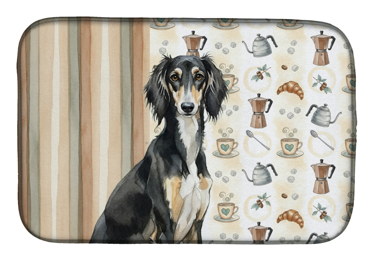 Picture of Carolines Treasures WDK7594DDM 21 x 14 in. Black & Tan Saluki Coffee Bar Dish Drying Mat