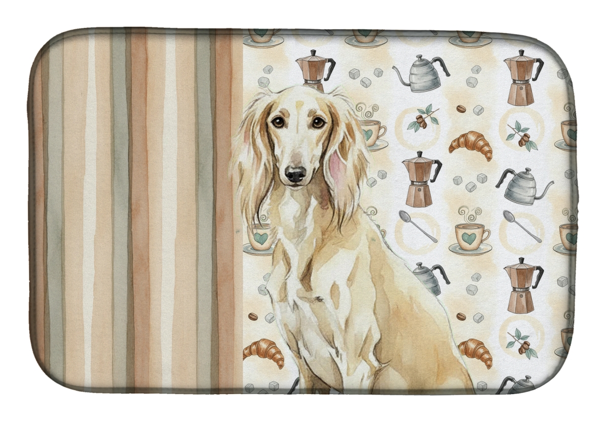 Picture of Carolines Treasures WDK7595DDM 21 x 14 in. Cream Saluki Coffee Bar Dish Drying Mat