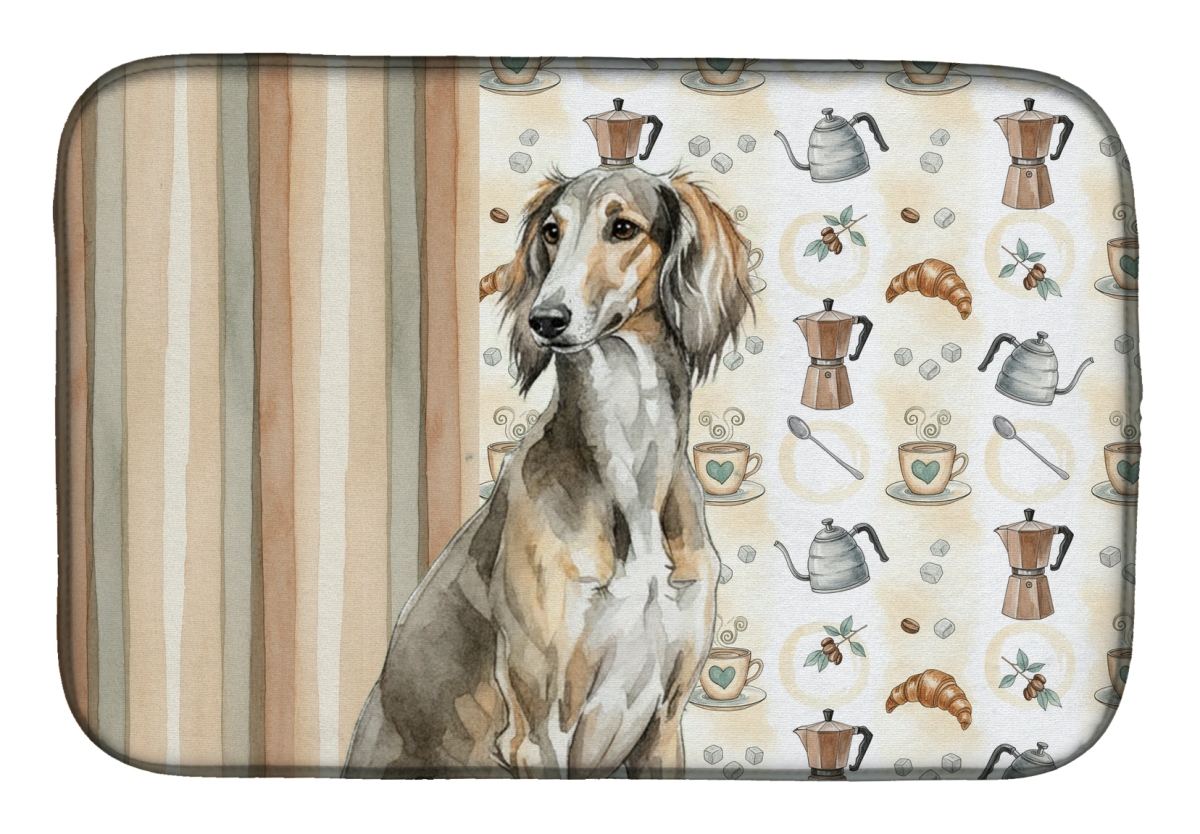 Picture of Carolines Treasures WDK7596DDM 21 x 14 in. Grizzle Saluki Coffee Bar Dish Drying Mat