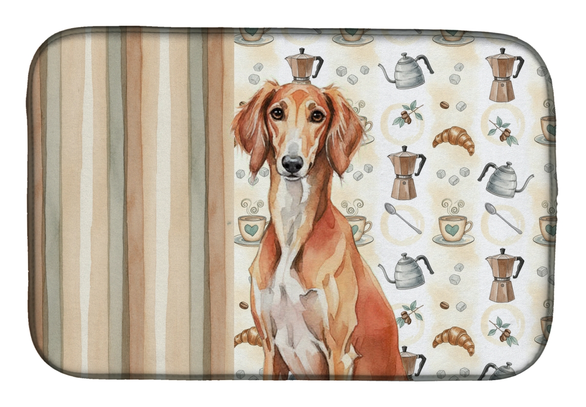Picture of Carolines Treasures WDK7597DDM 21 x 14 in. Red Saluki Coffee Bar Dish Drying Mat