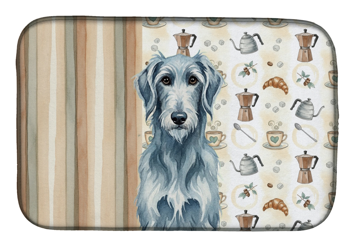 Picture of Carolines Treasures WDK7602DDM 21 x 14 in. Blue-Gray Scottish Deerhound Coffee Bar Dish Drying Mat
