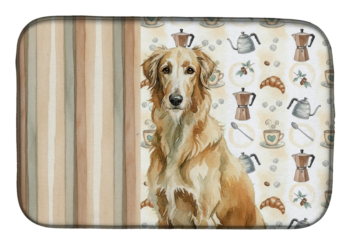 Picture of Carolines Treasures WDK7604DDM 21 x 14 in. Wheaten Scottish Deerhound Coffee Bar Dish Drying Mat